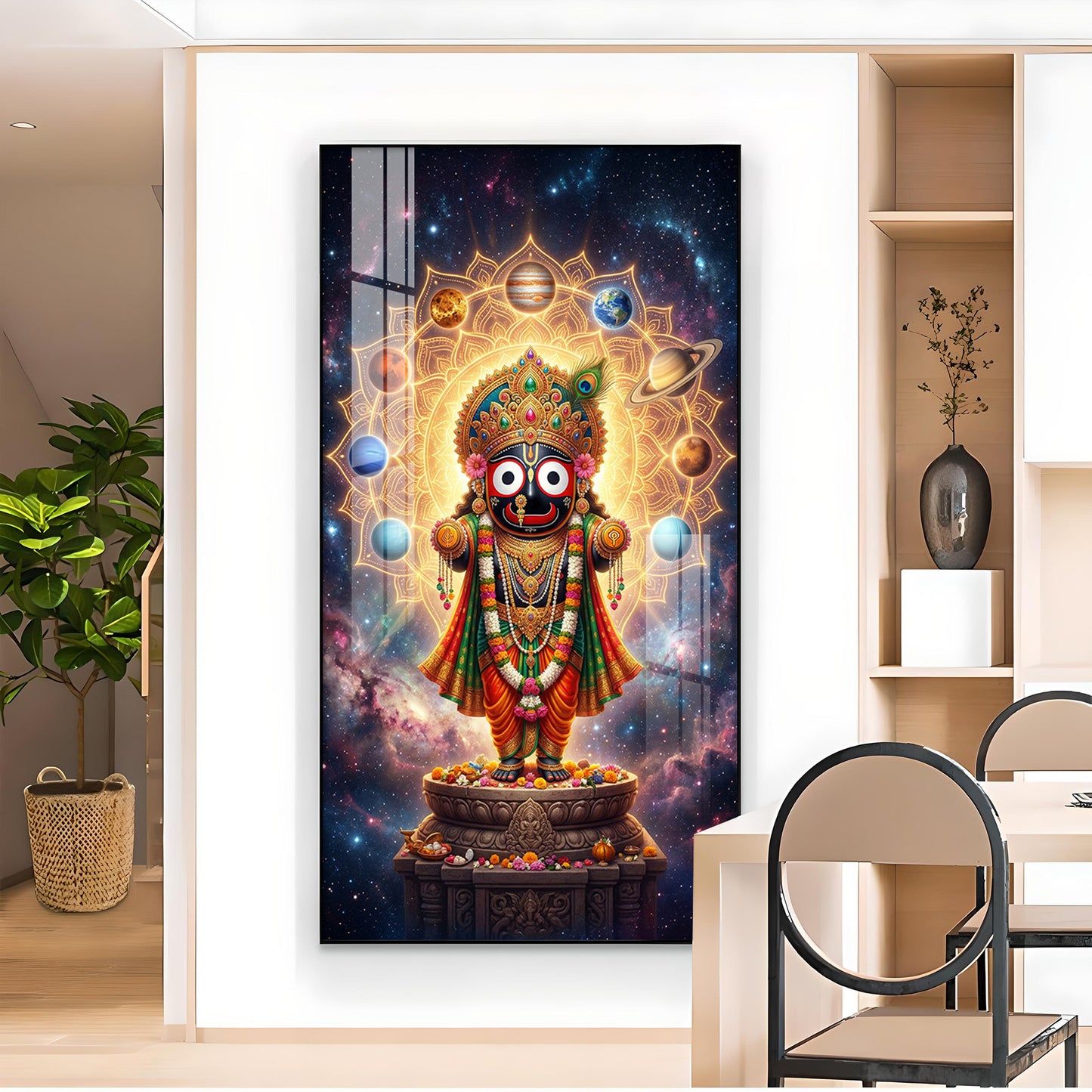 Lord Jagannath Prabhu Glass Finish Vertical Wall Art