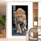 Wild Leopard With Blue Eyes Glass Finish Vertical Wall Art