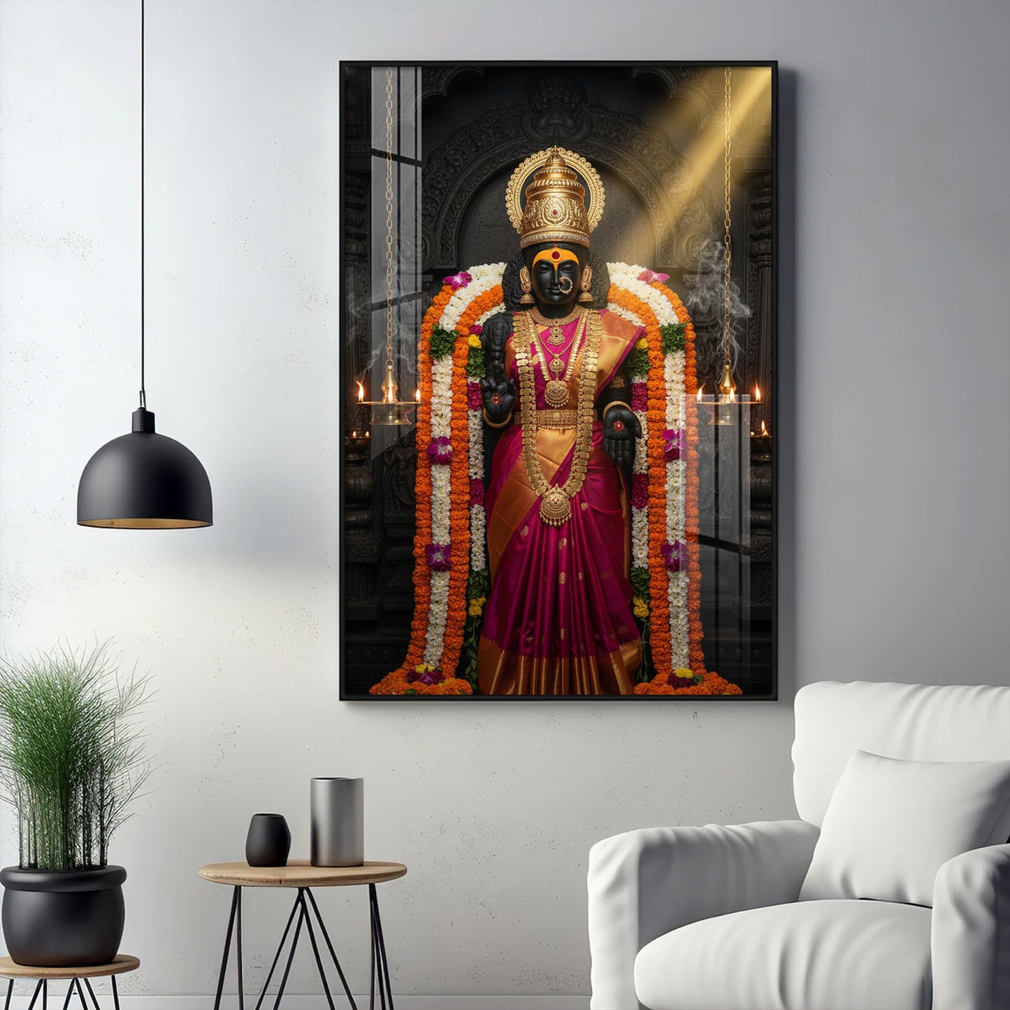 Goddess Annapoorna Devi Glass Finish Vertical Wall Art