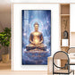 Meditating Lord Buddha Glass Finish Vertical Wall Art
