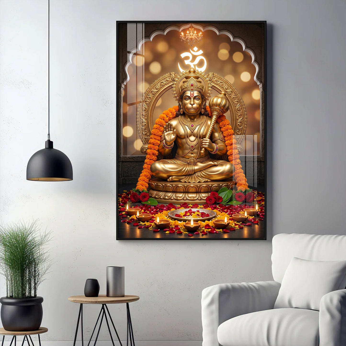 Samriddhi Hanuman Ji Glass Finish Vertical Wall Art