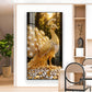 Golden Peacock Glass Finish Vertical Wall Art