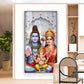 Hindu Deity Family Glass Finish Vertical Wall Art