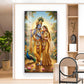 Radha Krishna Divine Love Glass Finish Vertical Wall Art