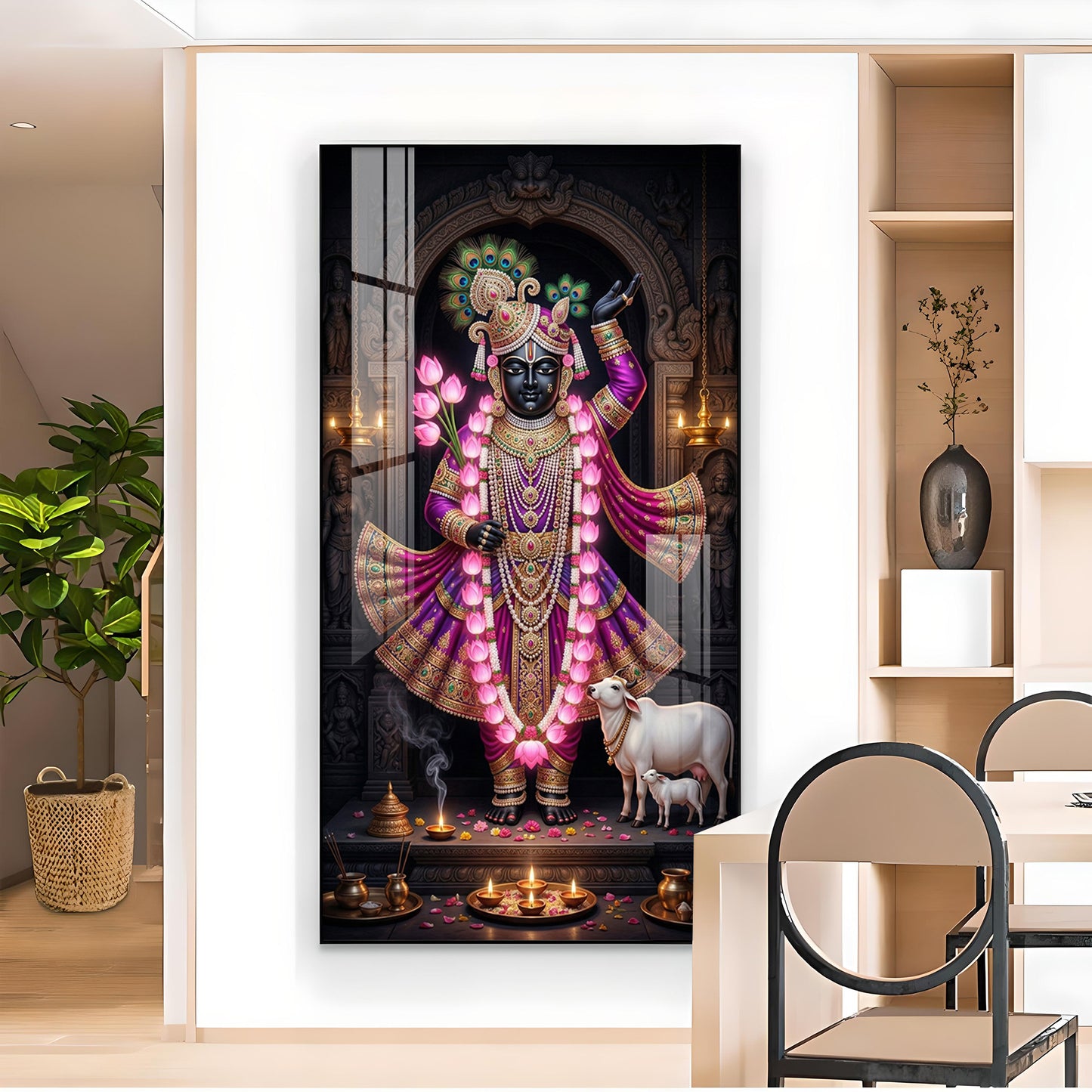 Lord Shrinath Ji Glass Finish Vertical Wall Art