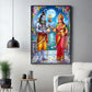 Annapurna Devi Offering Food To Lord Shiva Glass Finish Vertical Wall Art