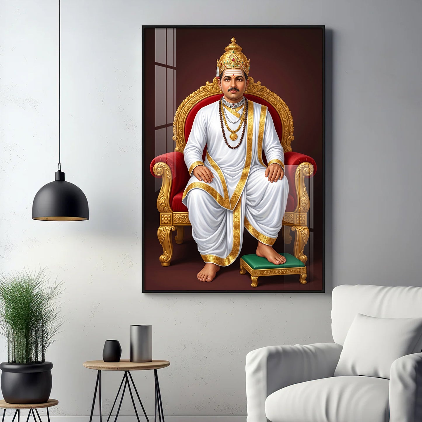 Lord Basavesvara Glass Finish Vertical Wall Art