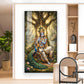 Divine Krishna Ji With Flute Glass Finish Vertical Wall Art