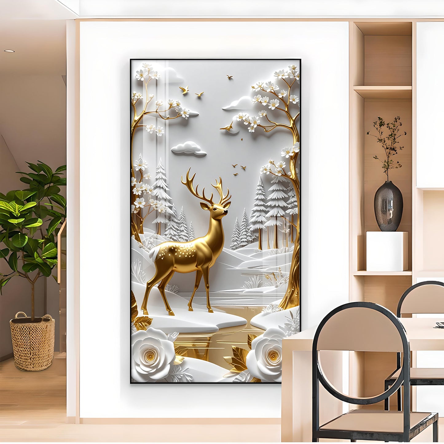 Deerlighted Forest Glass Finish Vertical Wall Art