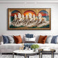 White Running Horses Vastu Glass Finish Horizontal Wall Art