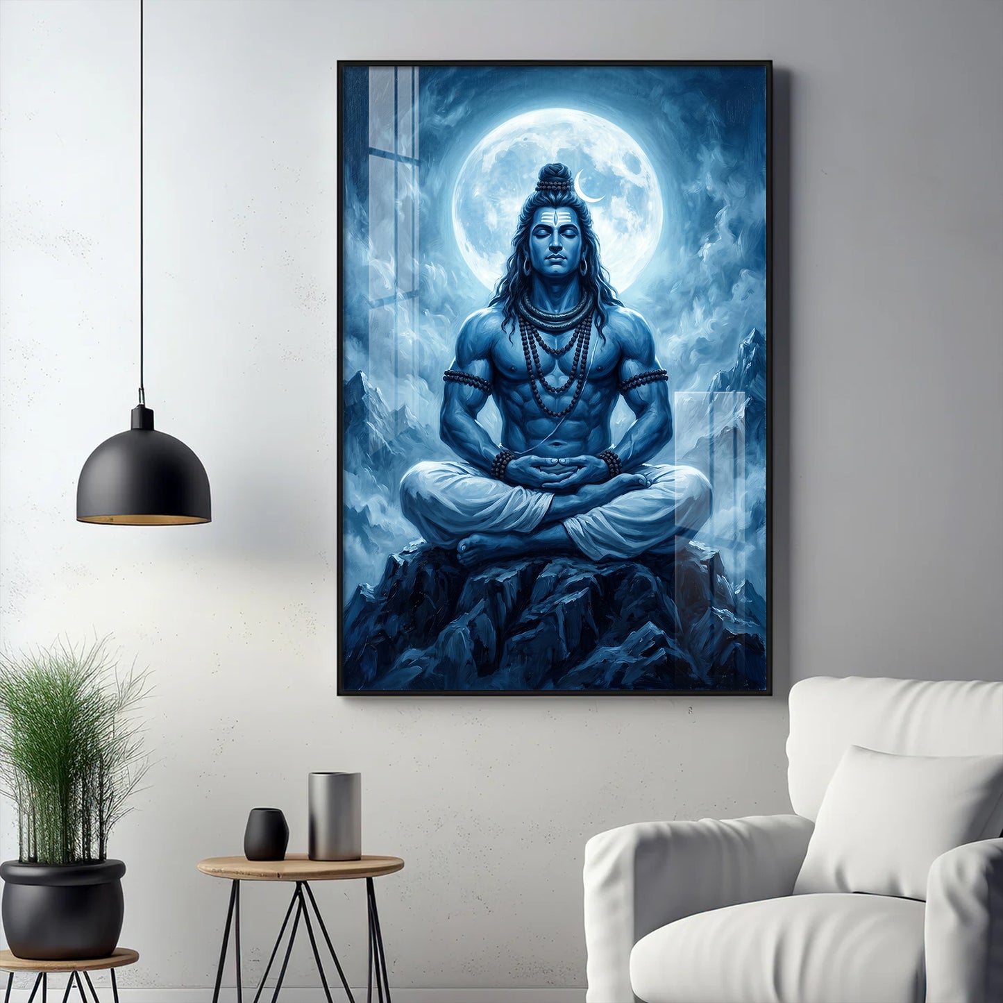 Divine Shiv Ji Glass Finish Vertical Wall Art
