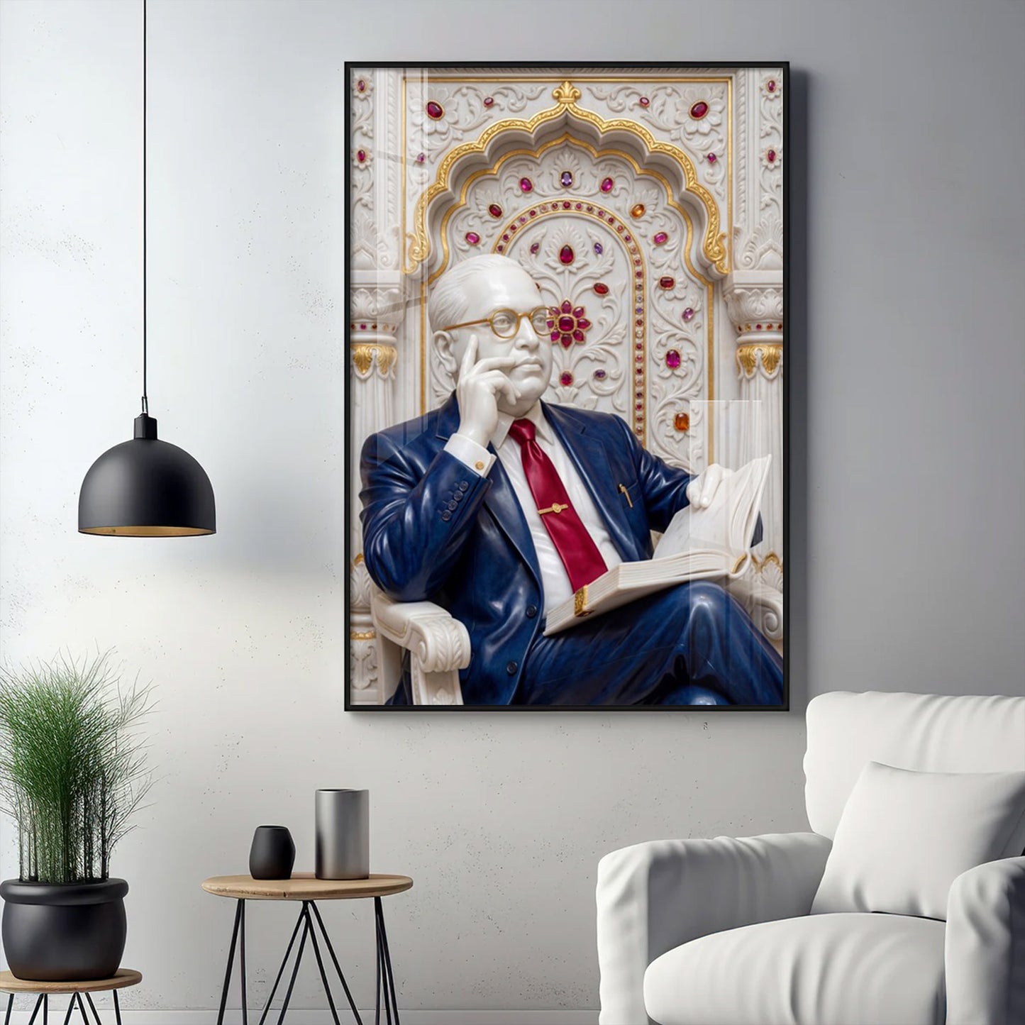 Dr. B.R. Ambedkar Glass Finish Vertical Wall Art