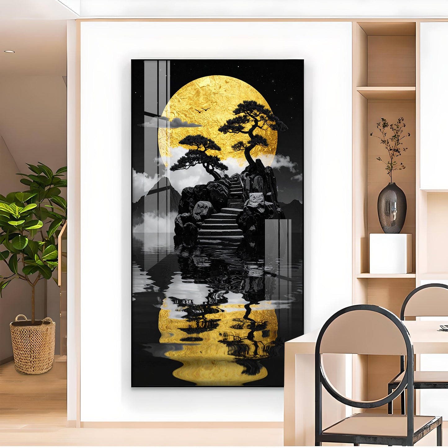 Twilight Tree Serenity Glass Finish Vertical Wall Art