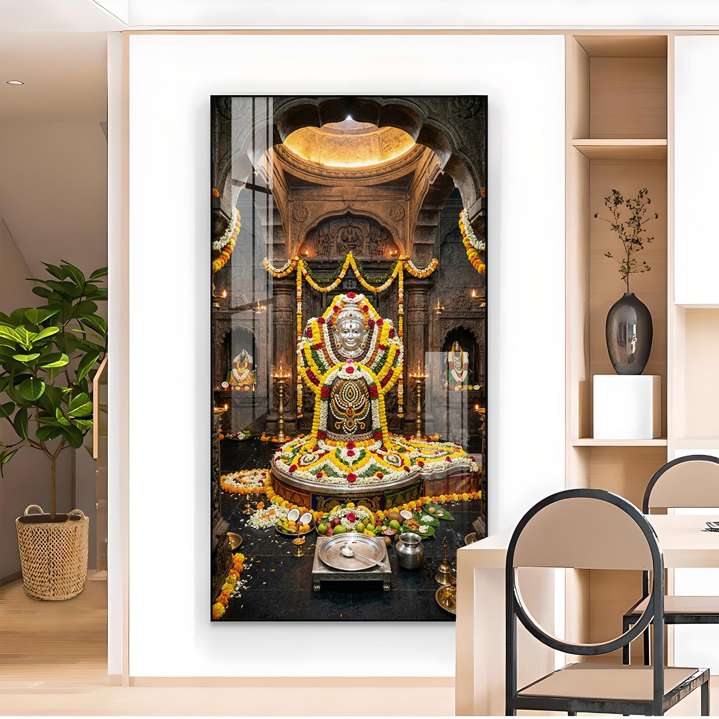 Divine Mallikarjuna Jyotirlinga Glass Finish Vertical Wall Art