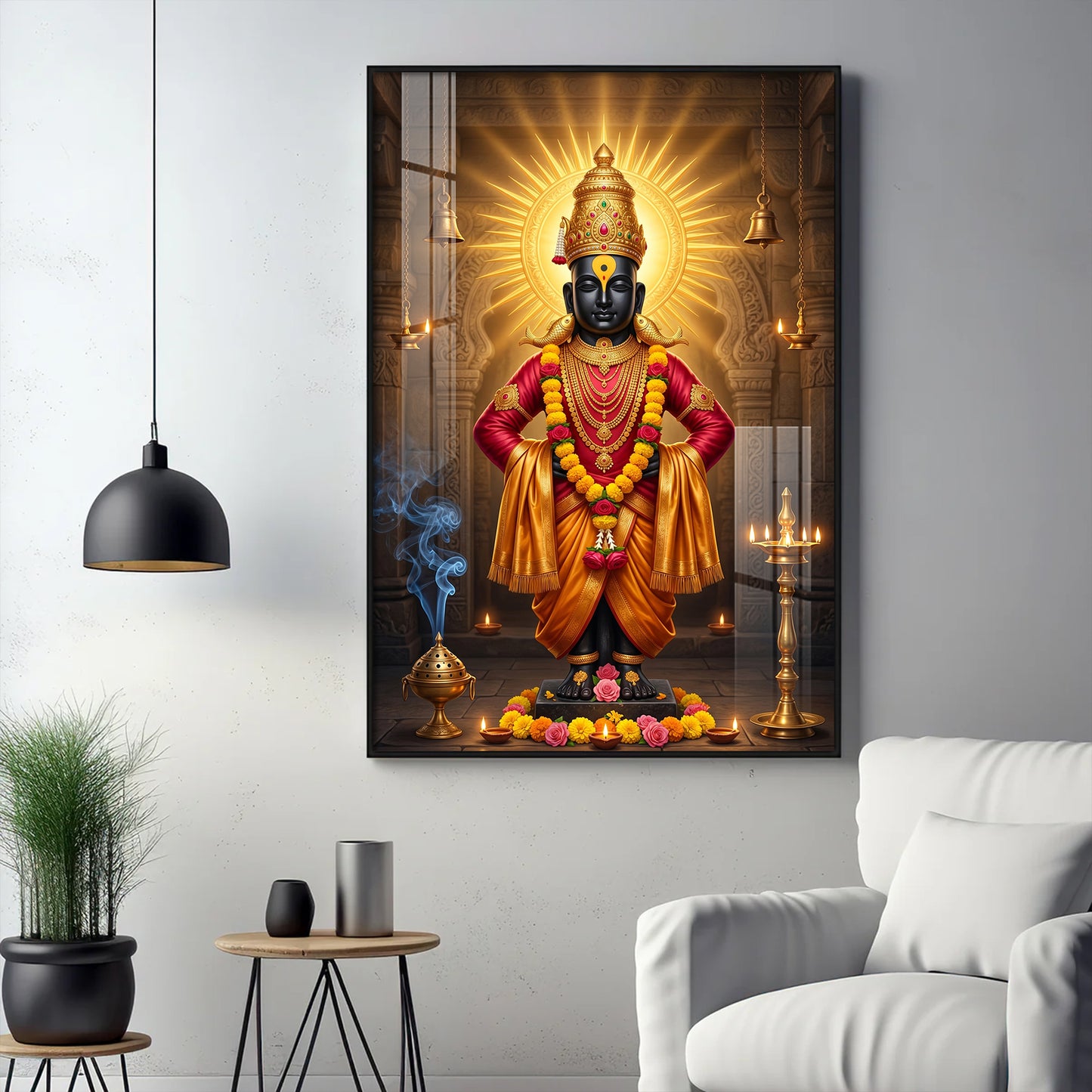 Lord Vithala Glass Finish Vertical Wall Art