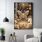 Golden Butterfly Embellished With Pearls Glass Finish Vertical Wall Art