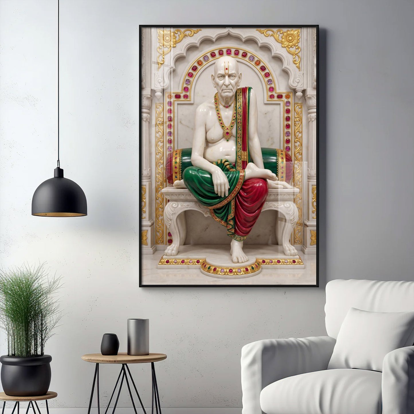 Jai Swami Samarth Glass Finish Vertical Wall Art