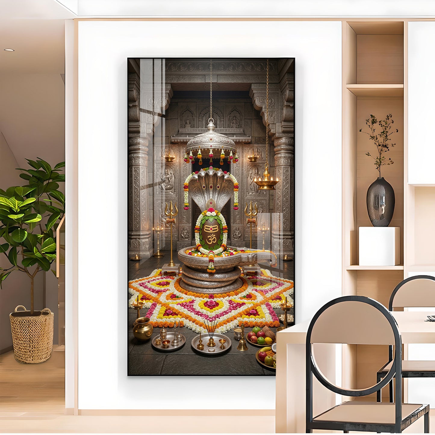 Divine Omkareshwar Jyotirlinga Glass Finish Vertical Wall Art