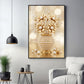 Golden Flowers With Vase Glass Finish Vertical Wall Art
