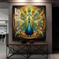 Style Peacock Glass Finish Square Wall Art