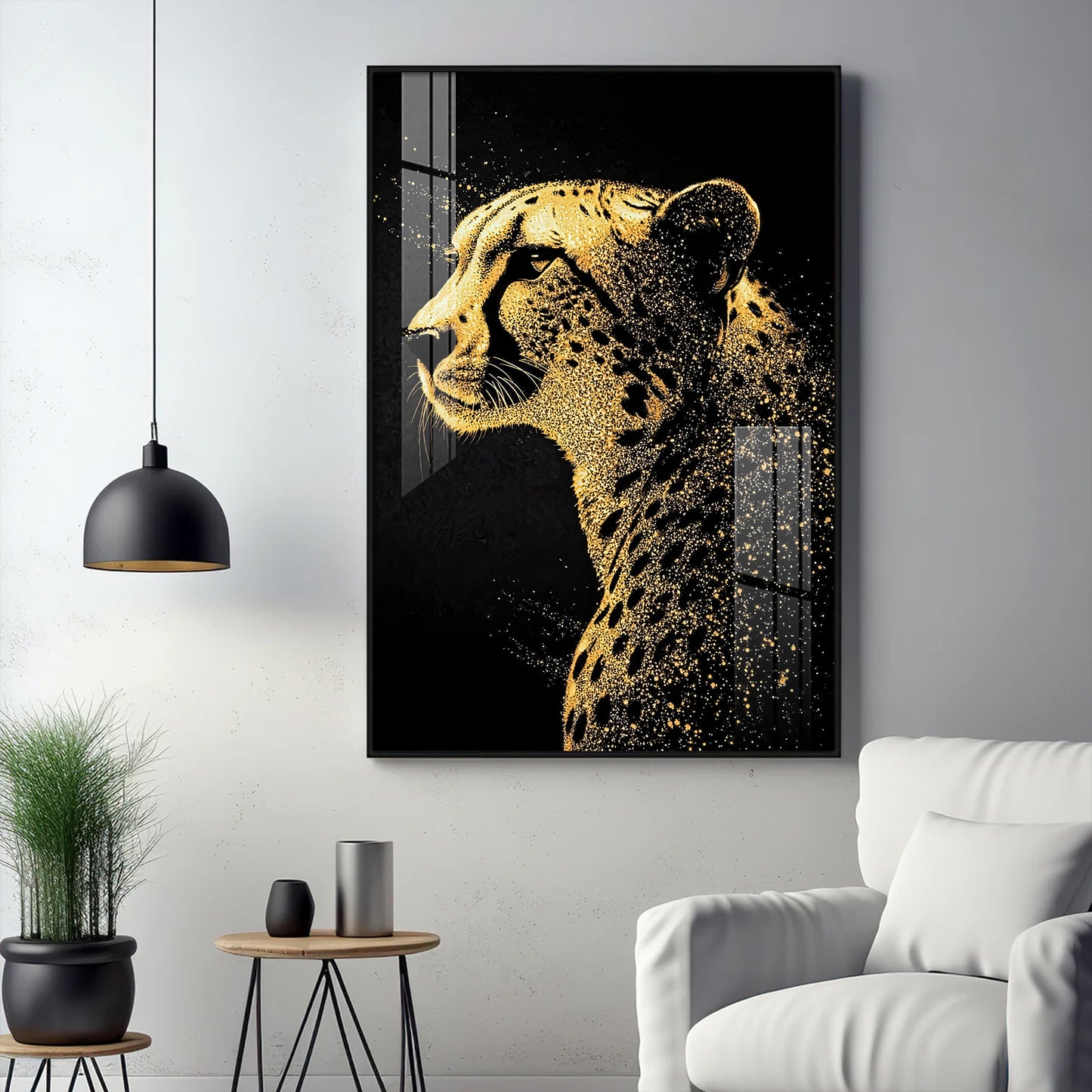Leopard Glass Finish Vertical Wall Art