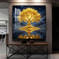Divine Tree Kalpavriksha Glass Finish Square Wall Art