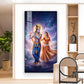 Radha Krishna Divine Glass Finish Vertical Wall Art