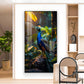 Peacock Perch Glass Finish Vertical Wall Art