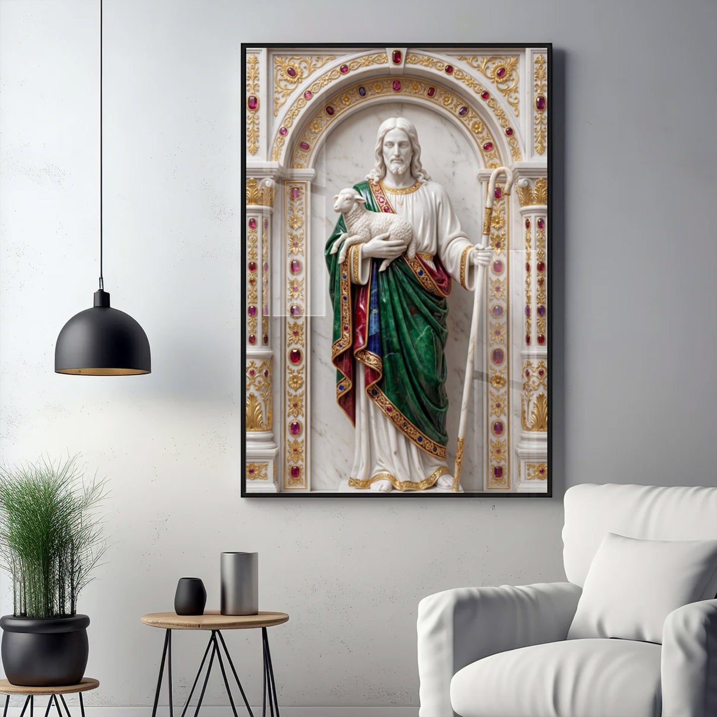 DIvine God jesus Glass Finish Vertical Wall Art