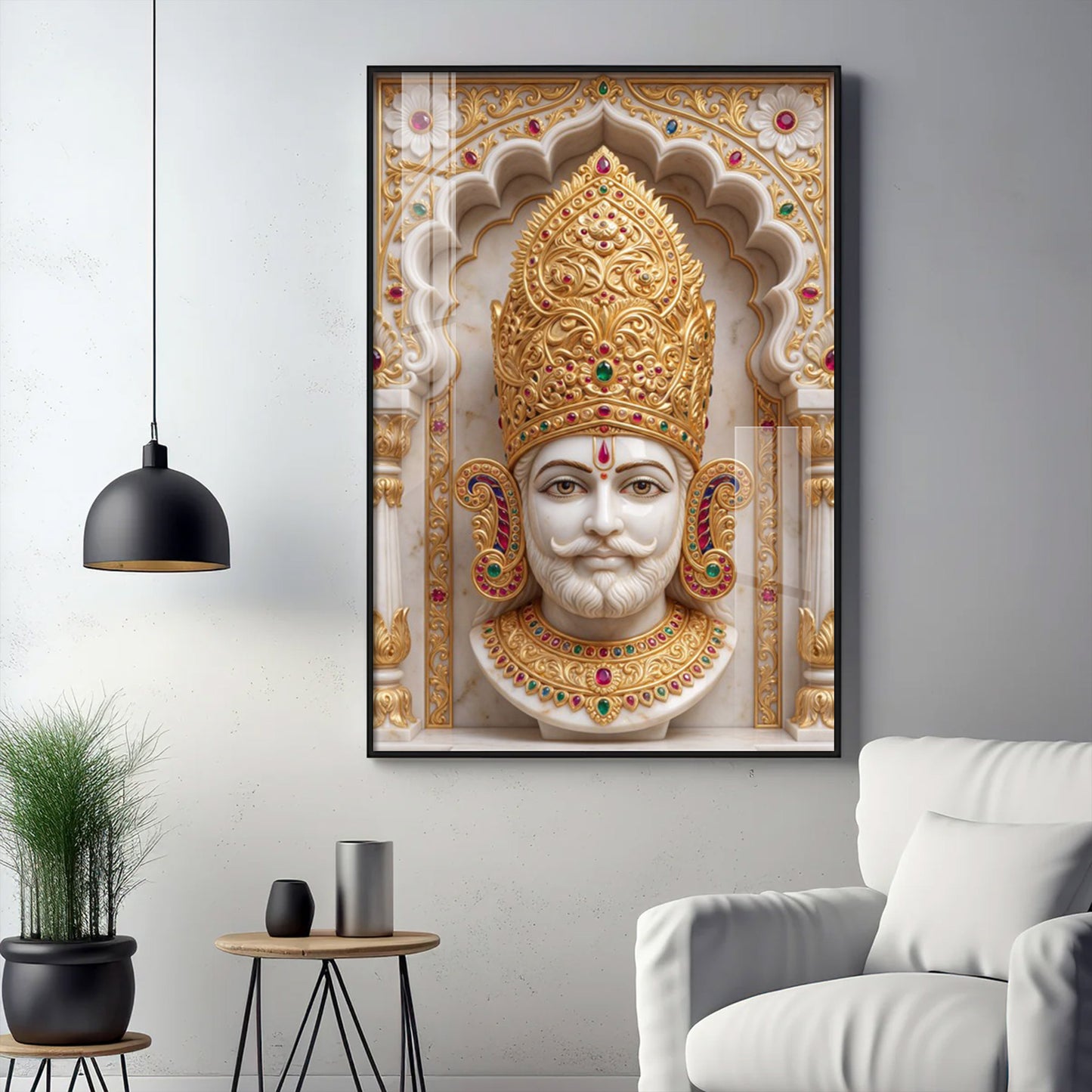 Divine Shyam Baba Glass Finish Vertical Wall Art