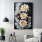 White Lotus With Golden Accents Glass Finish Vertical Wall Art