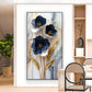 Blue & Gold Serenity Glass Finish Vertical Wall Art