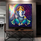 Hindu Deity Lord Ganesha Glass Finish Square Wall Art