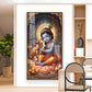 Little Kanha With Calf Glass Finish Vertical Wall Art