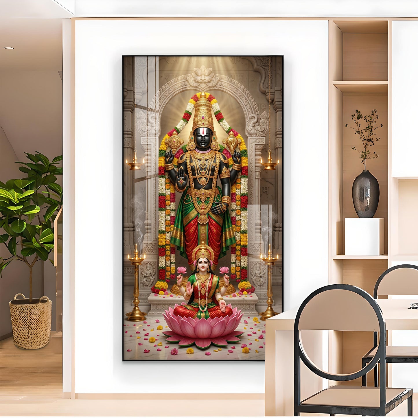 Lord Tirupati Bala Ji Glass Finish Vertical Wall Art