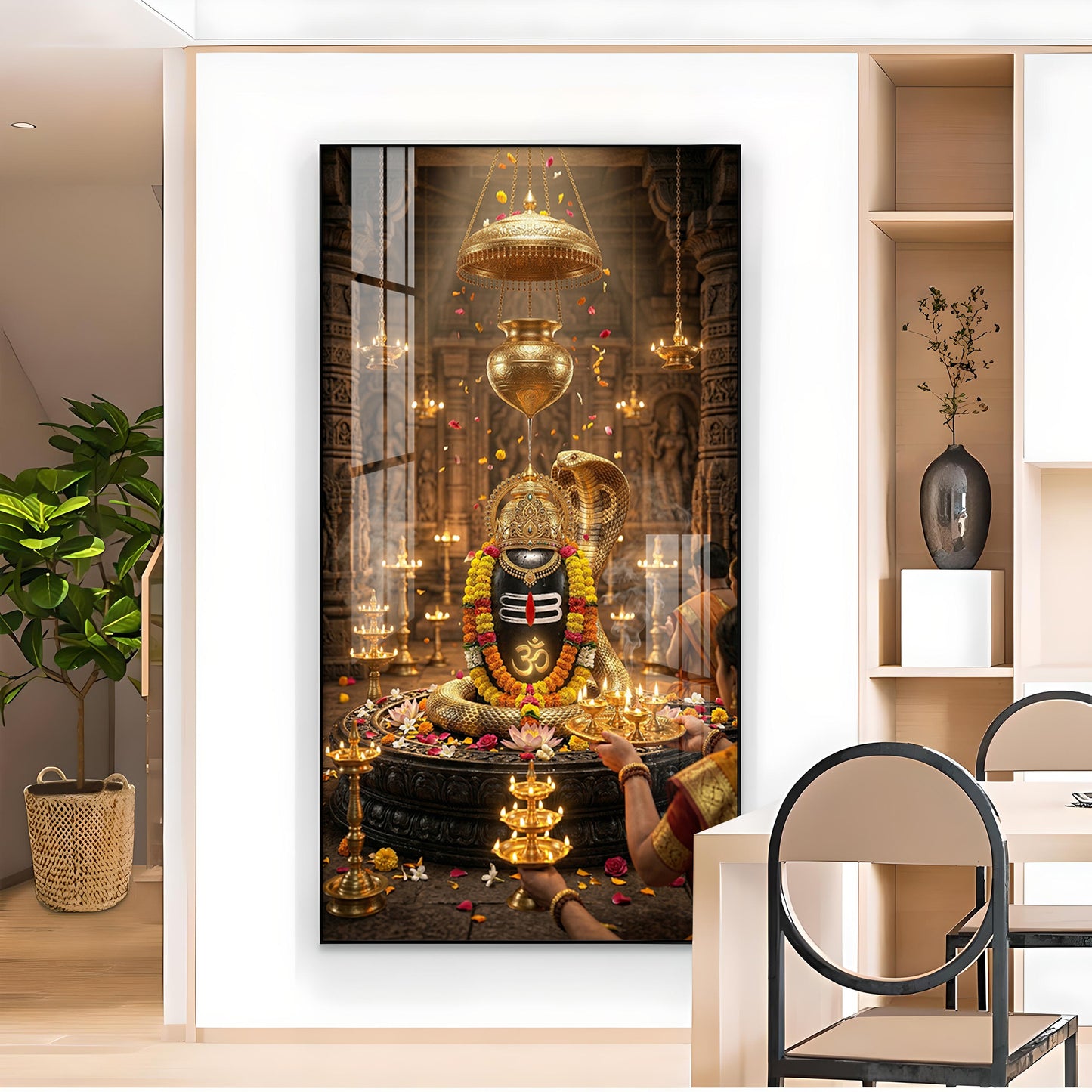Jai Shiv Shankar Glass Finish Vertical Wall Art
