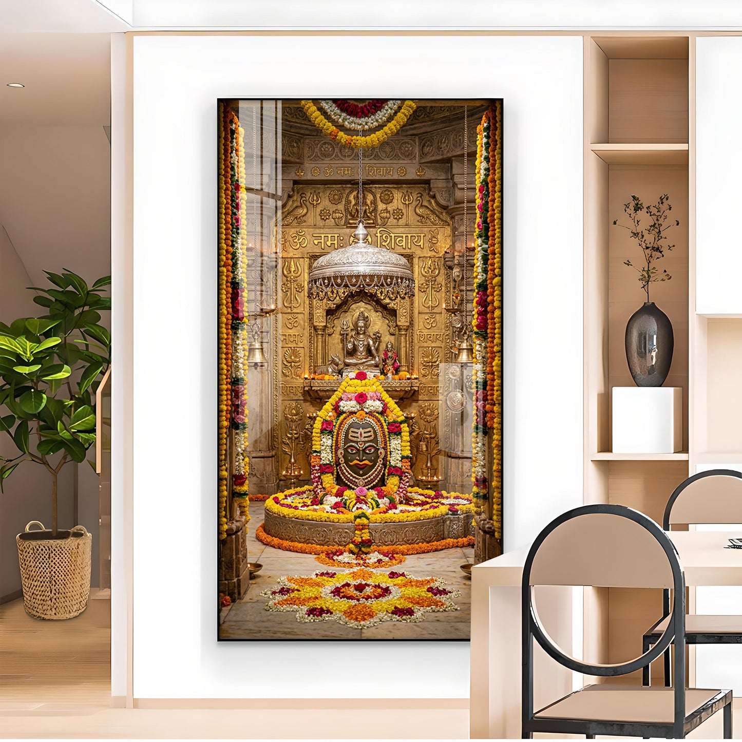 Mahakaleshwar Jyotirlinga Glass Finish Vertical Wall Art