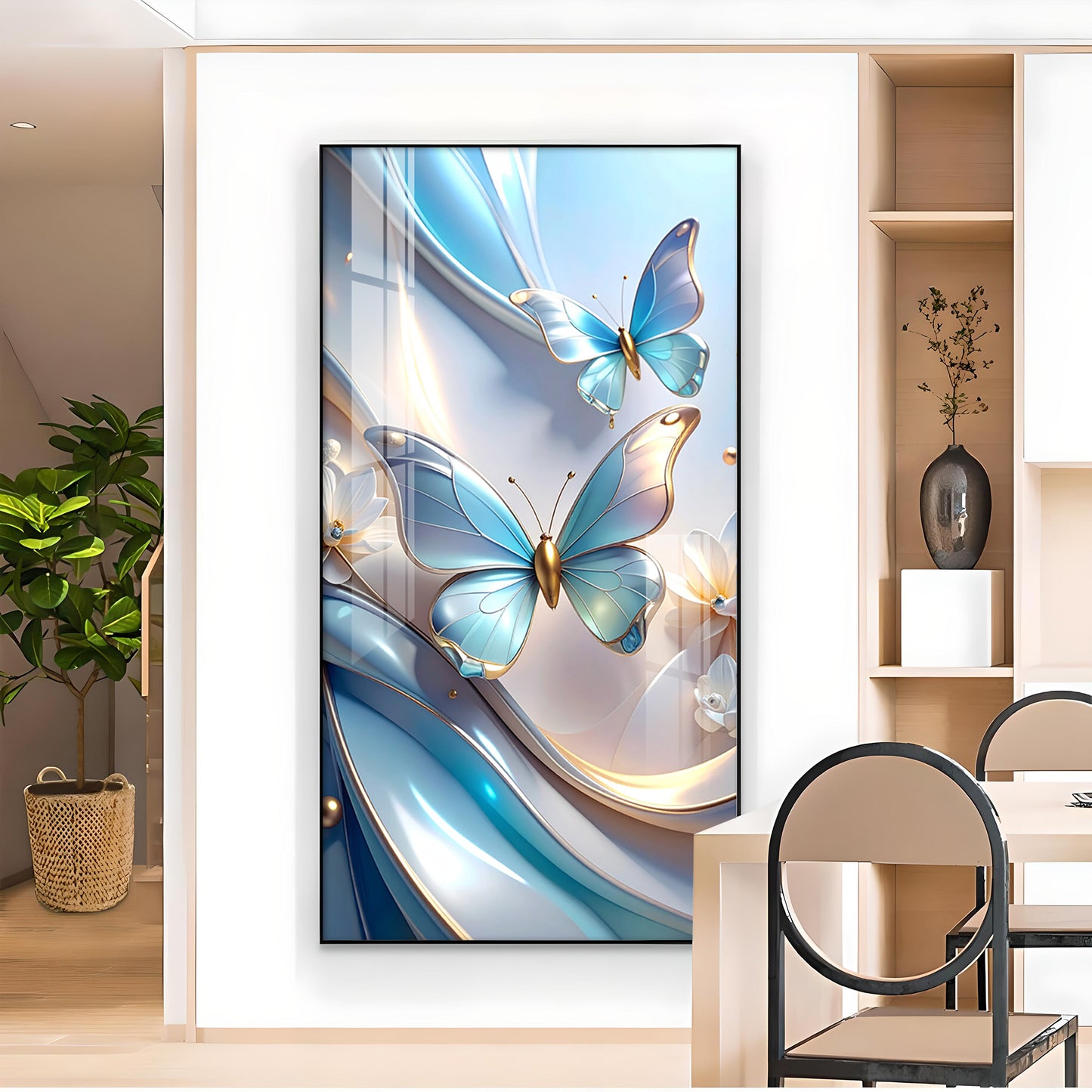 Butterfly Bliss Bouquet Glass Finish Vertical Wall Art