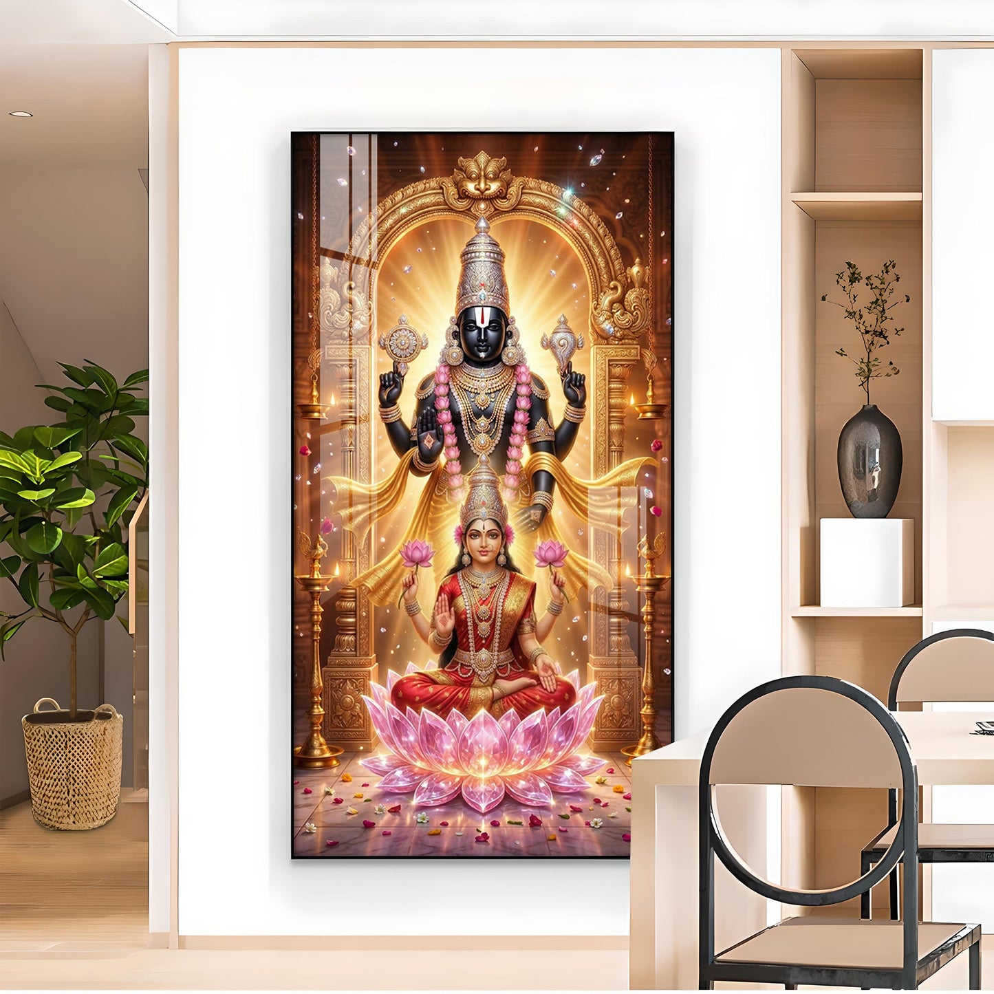Lord Tirupati Balaji Glass Finish Vertical Wall Art