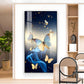 Azure Butterfly Dance Glass Finish Vertical Wall Art