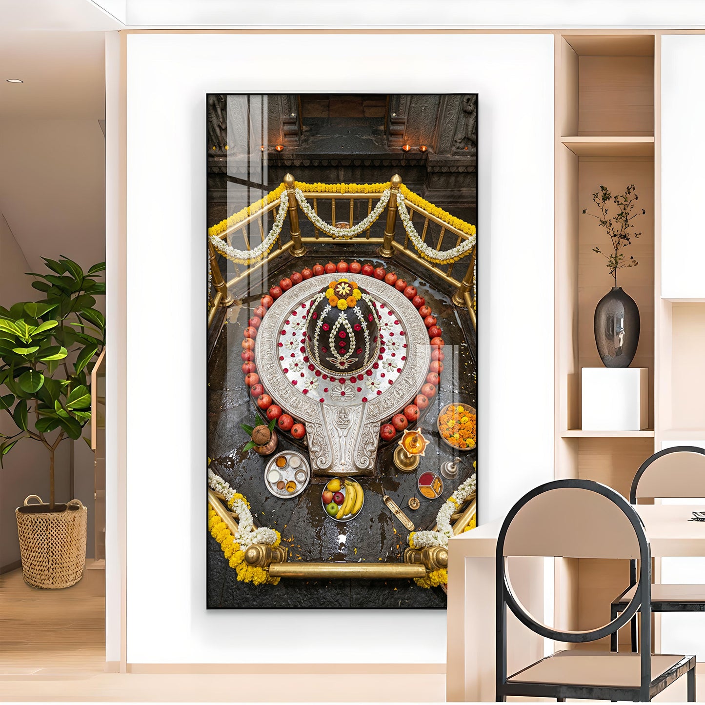 Divine Bhimashankar Jyotirlinga Glass Finish Vertical Wall Art