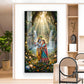 Beautiful Radha Krishna Divine Love Glass Finish Vertical Wall Art