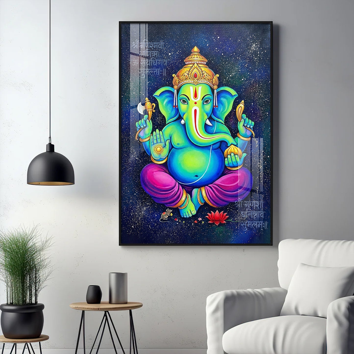 Lord Vinayak Glass Finish Vertical Wall Art
