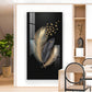 Black & Gold Feathers With Delicate Butterflies Glass Finish Vertical Wall Art