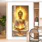 Golden Serenity Buddha Glass Finish Vertical Wall Art