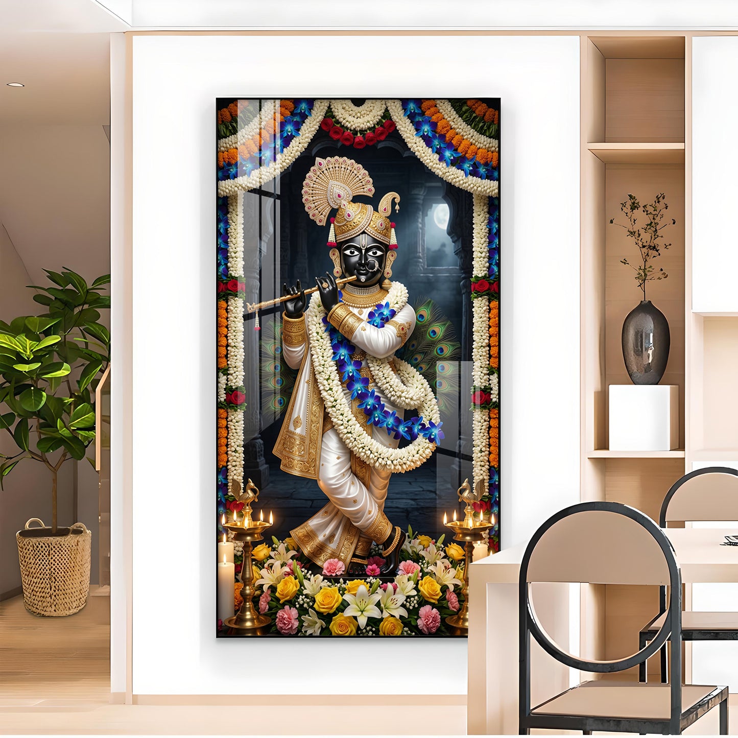 God Shreenath Ji Glass Finish Vertical Wall Art