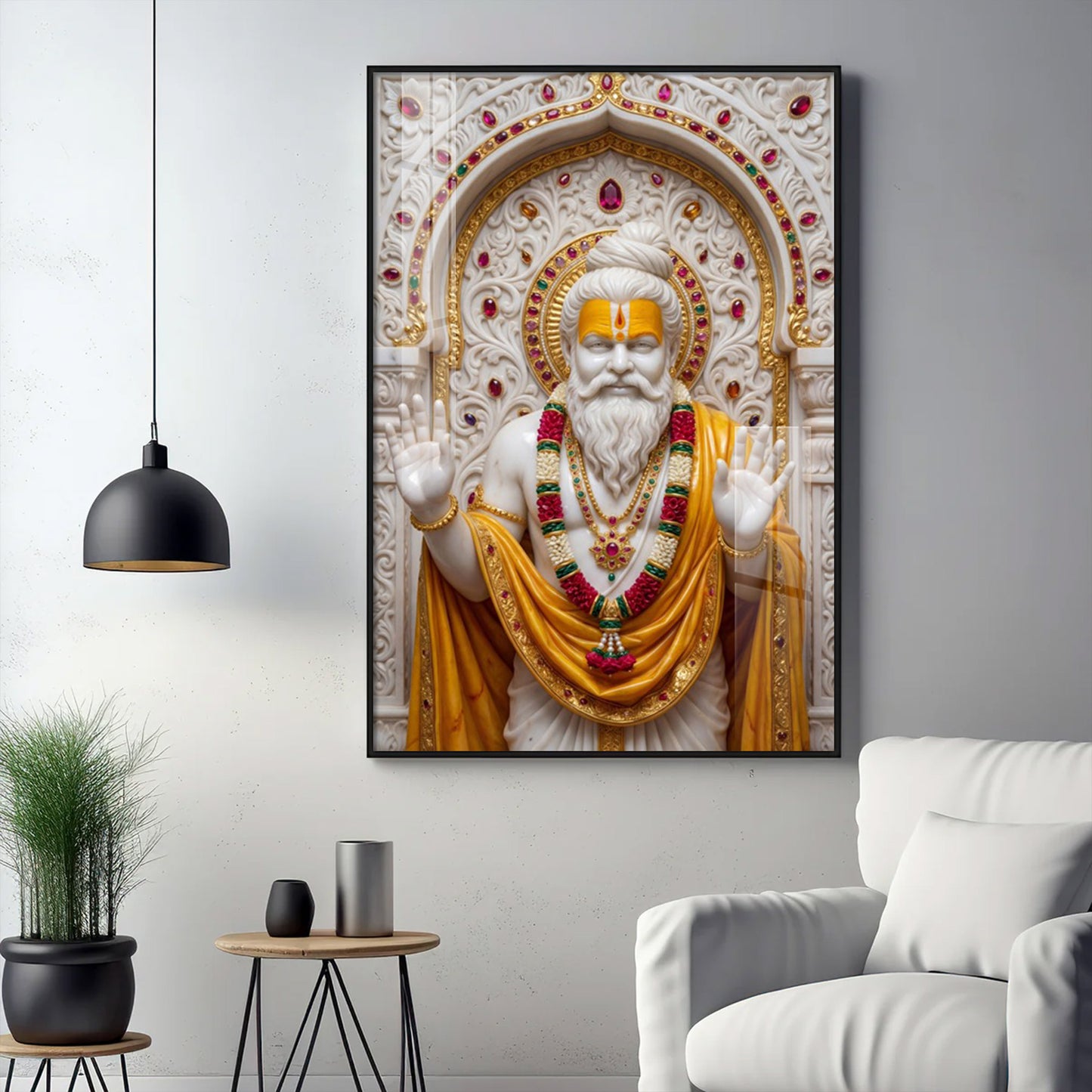 Premanand Maharaj Ji Glass Finish Vertical Wall Art