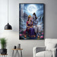 Depicting Lord Shiva & Goddess Parvati Glass Finish Vertical Wall Art