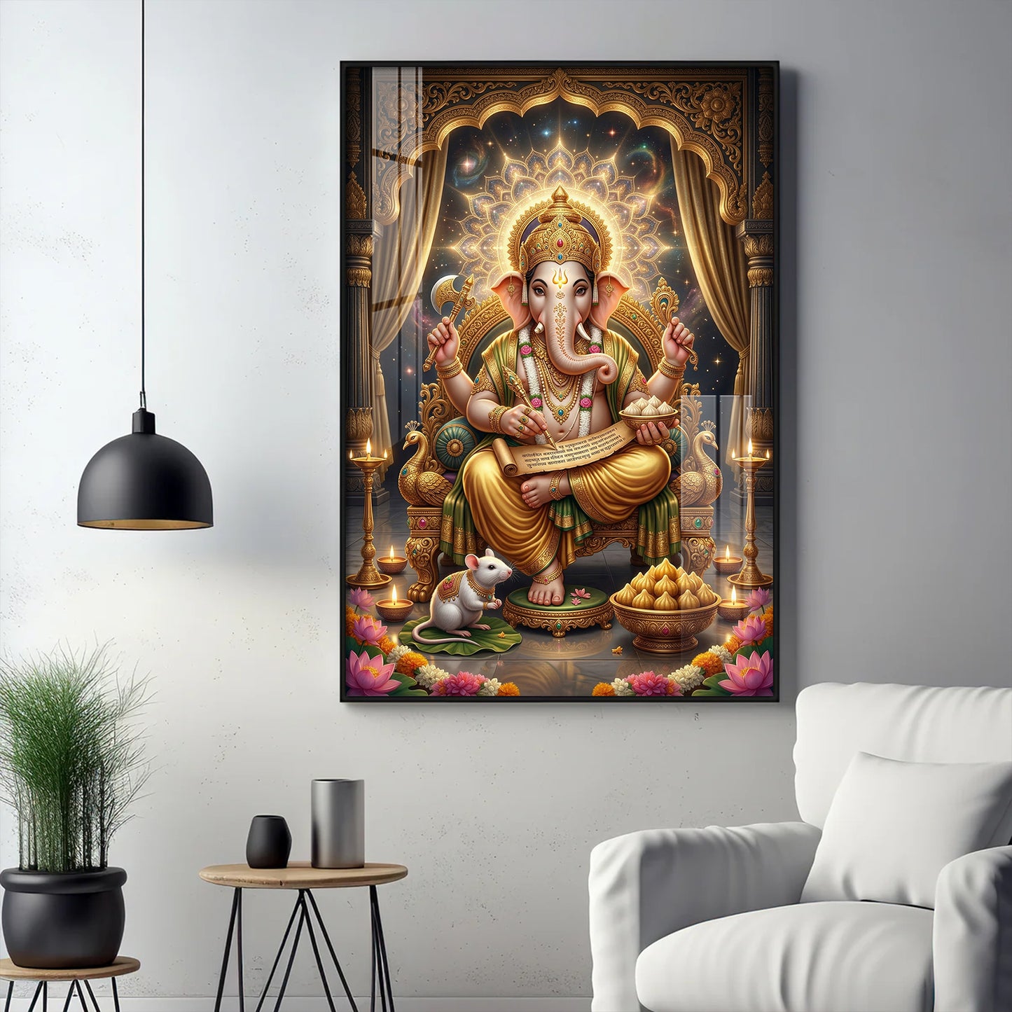 Jai Ganapathi Deva Glass Finish Vertical Wall Art
