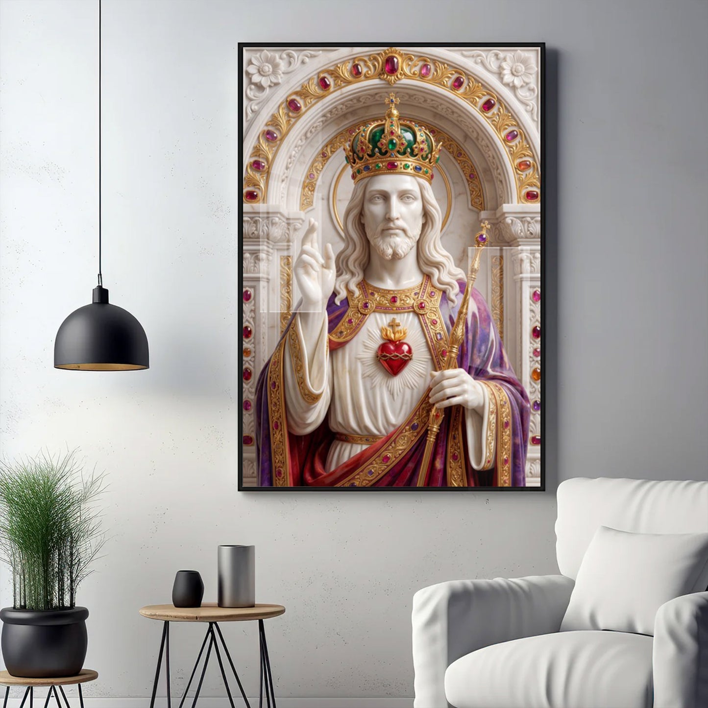 Christ The King Glass Finish Vertical Wall Art